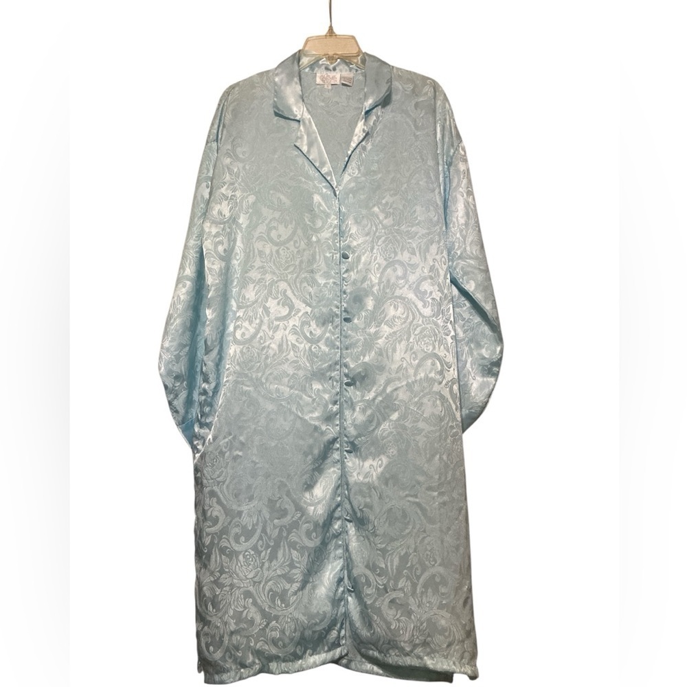 Elegant Light Blue Patterned Women's Robe